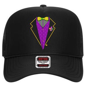 Mardi Gras Party Tux High Crown Mesh Back Trucker Hat