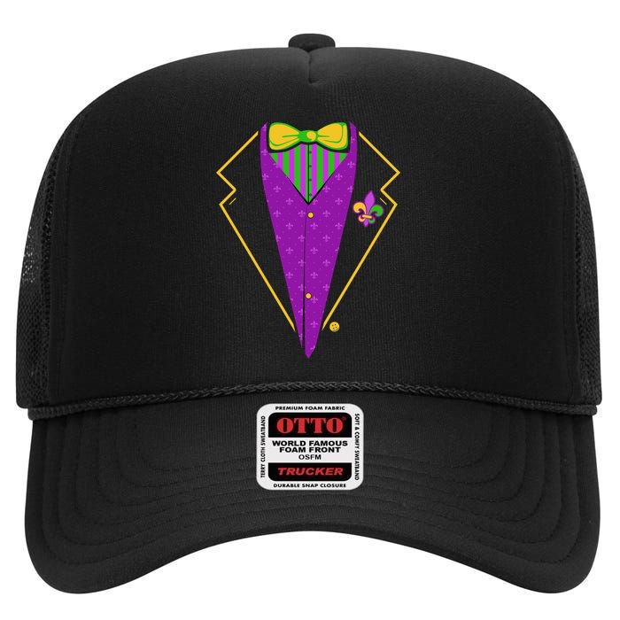 Mardi Gras Party Tux High Crown Mesh Back Trucker Hat