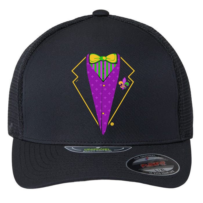 Mardi Gras Party Tux Flexfit Unipanel Trucker Cap