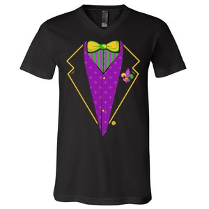 Mardi Gras Party Tux V-Neck T-Shirt