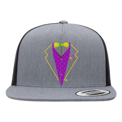 Mardi Gras Party Tux Flat Bill Trucker Hat