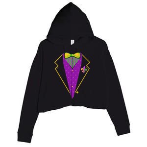 Mardi Gras Party Tux Crop Fleece Hoodie