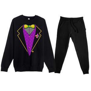 Mardi Gras Party Tux Premium Crewneck Sweatsuit Set