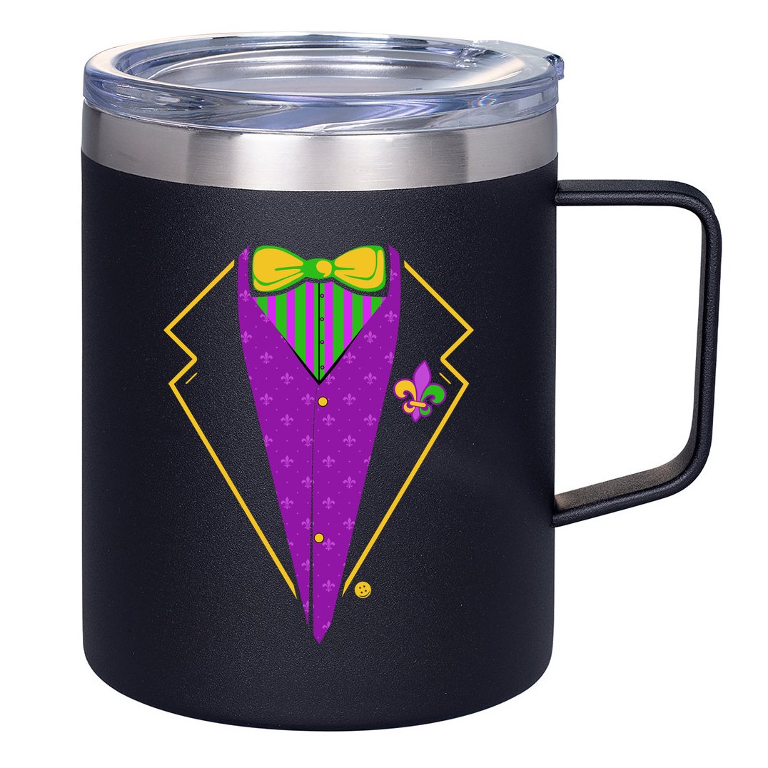 Mardi Gras Party Tux 12oz Stainless Steel Coffee Mug