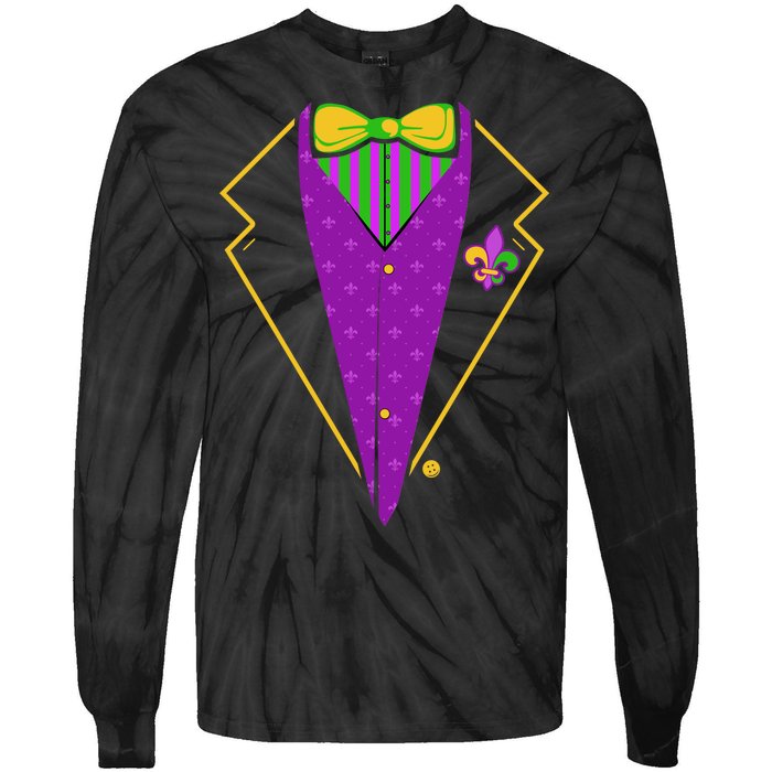 Mardi Gras Party Tux Tie-Dye Long Sleeve Shirt