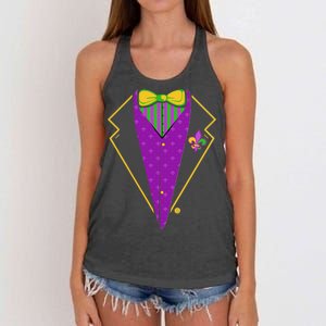 Mardi Gras Party Tux Women's Knotted Racerback Tank