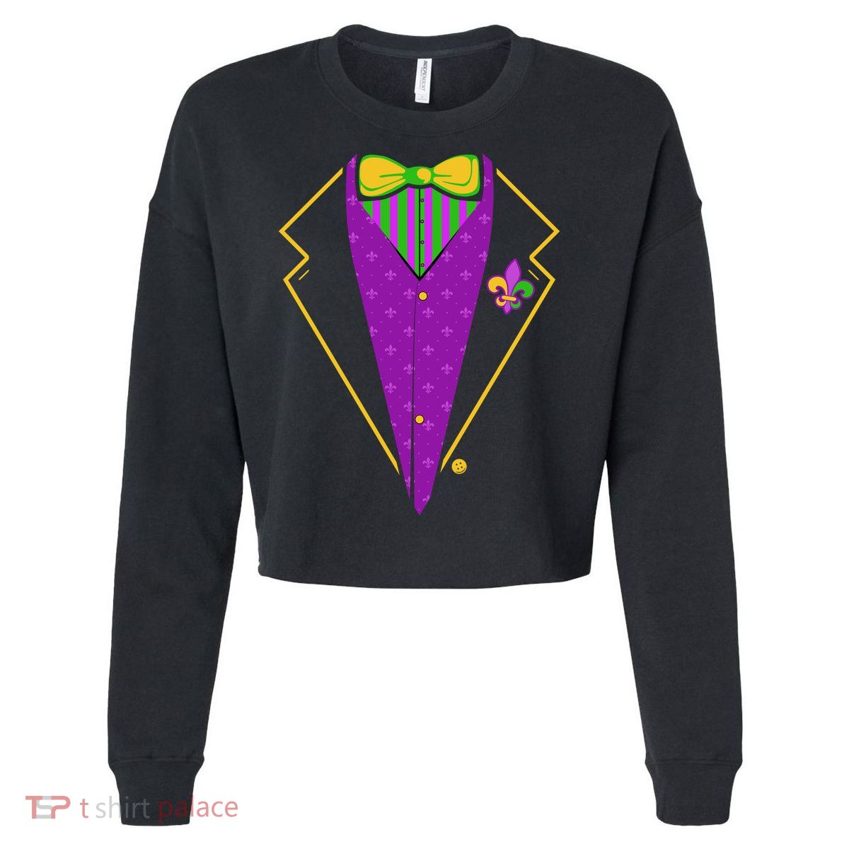 Mardi Gras Party Tux Cropped Pullover Crew