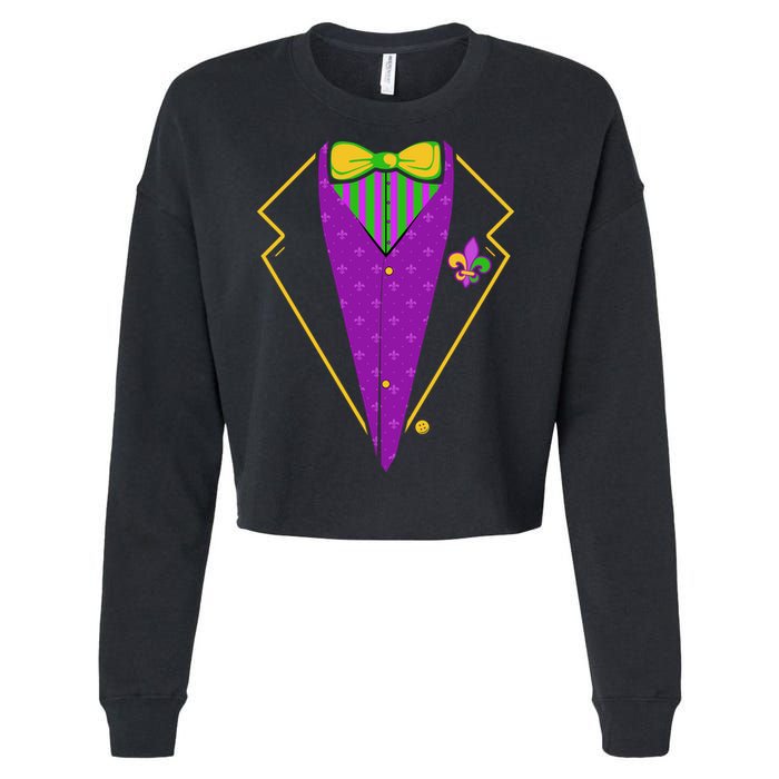 Mardi Gras Party Tux Cropped Pullover Crew