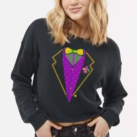 Mardi Gras Party Tux Cropped Pullover Crew