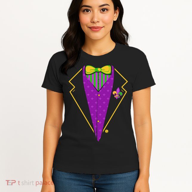 Mardi Gras Party Tux Womens T-Shirt