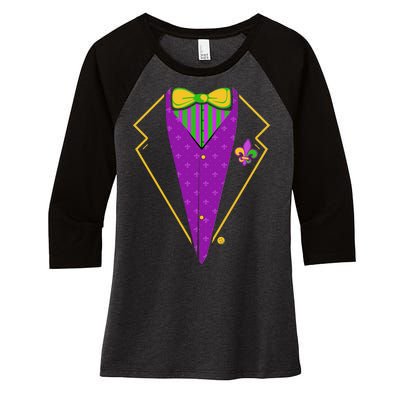 Mardi Gras Party Tux Women's Tri-Blend 3/4-Sleeve Raglan Shirt