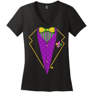 Mardi Gras Party Tux Women's V-Neck T-Shirt