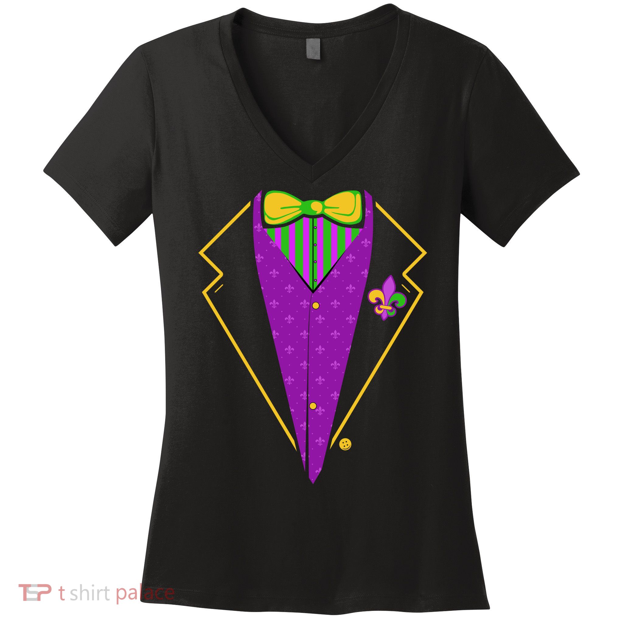 Mardi Gras Party Tux Women's V-Neck T-Shirt