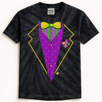 Mardi Gras Party Tux Kids Tie-Dye T-Shirt