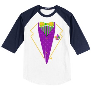 Mardi Gras Party Tux Baseball Sleeve Shirt