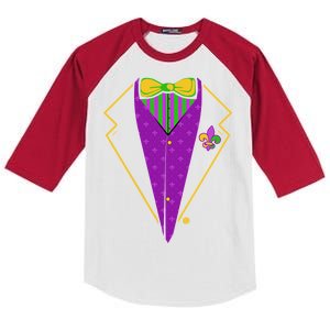 Mardi Gras Party Tux Kids Colorblock Raglan Jersey