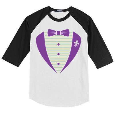 Mardi Gras Party Tuxedo Kids Colorblock Raglan Jersey