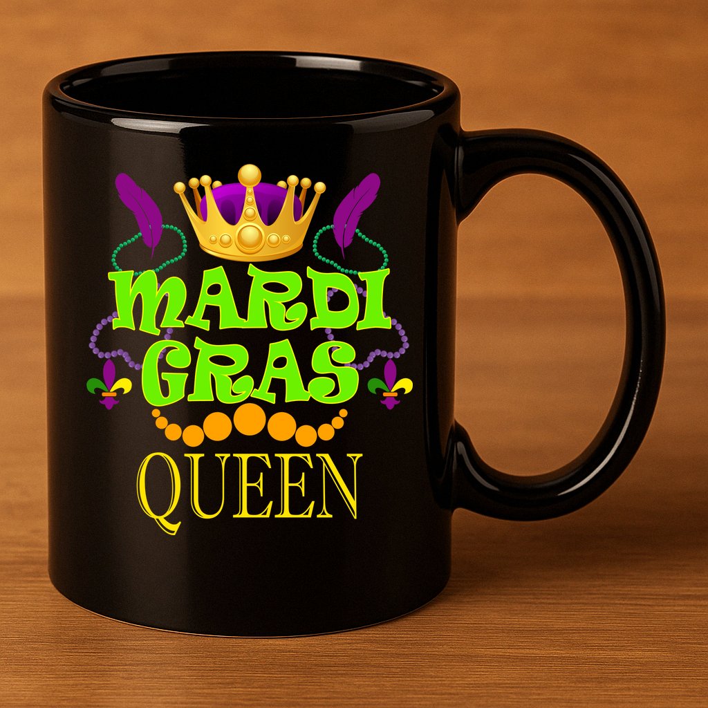 Mardi Gras Queen 11oz C Handle Ceramic Mug