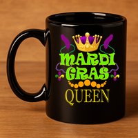 Mardi Gras Queen 11oz C Handle Ceramic Mug
