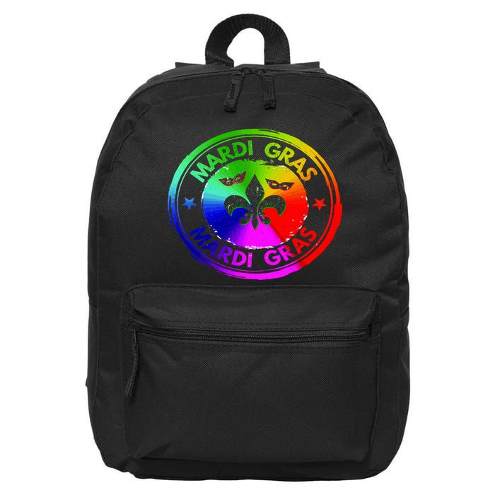 Mardi Gras Rainbow Grunge Logo 16 in Basic Backpack