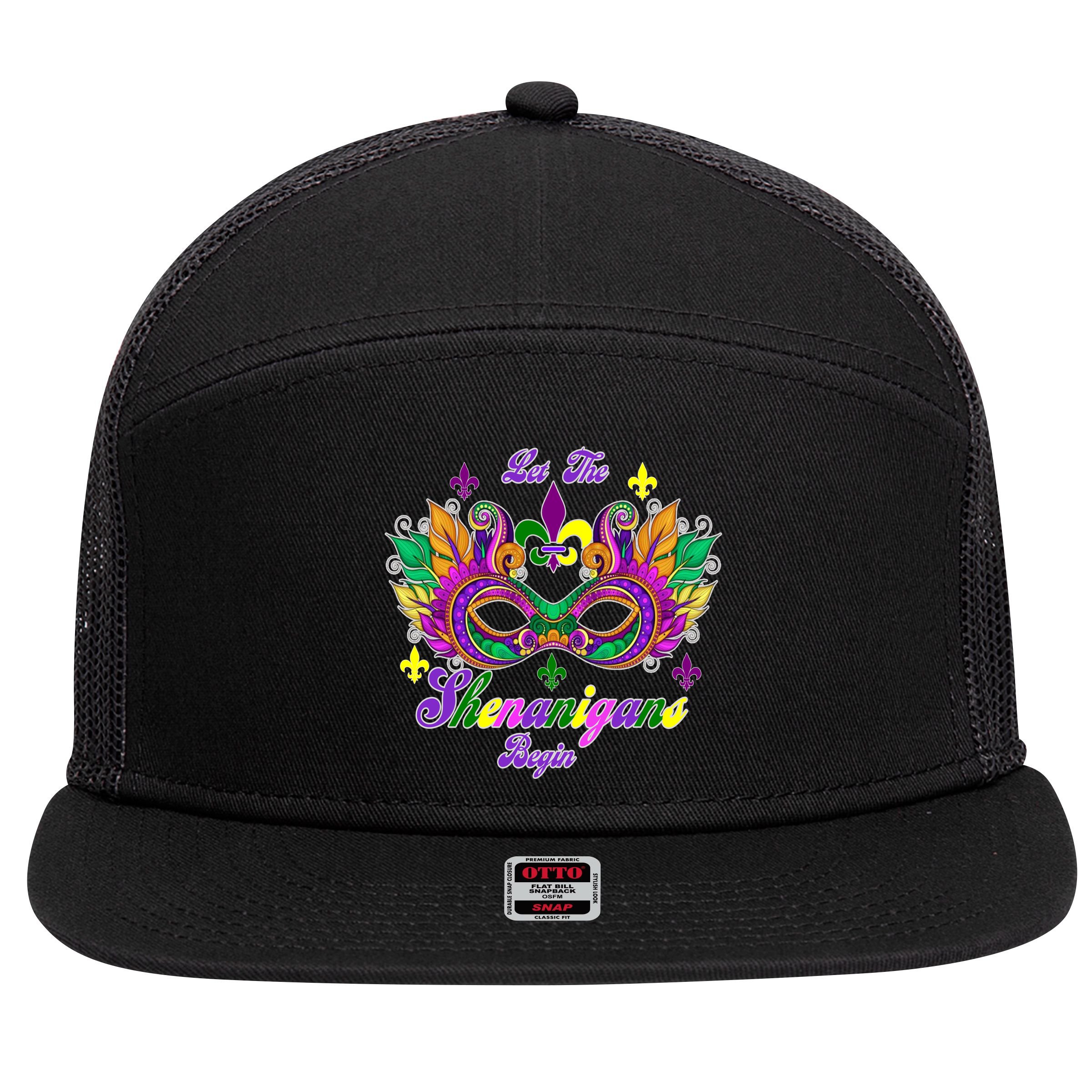 Mardi Gras Shenanigans 7 Panel Mesh Trucker Snapback Hat