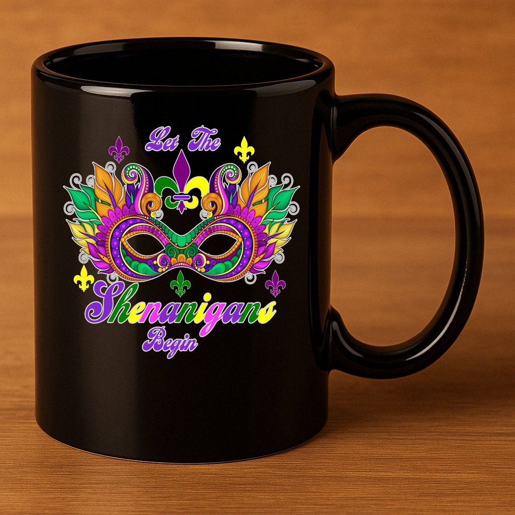 Mardi Gras Shenanigans 11oz C Handle Ceramic Mug
