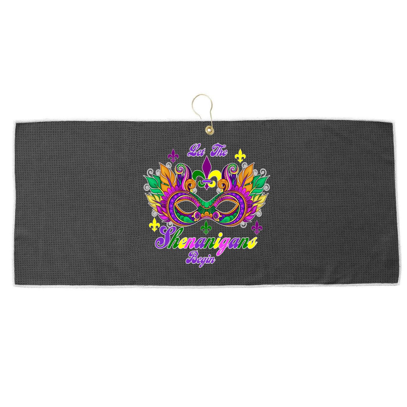 Mardi Gras Shenanigans Large Microfiber Waffle Golf Towel