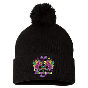 Mardi Gras Shenanigans Pom Pom 12in Knit Beanie