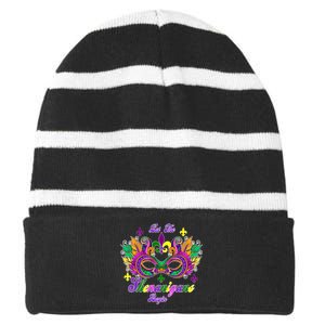 Mardi Gras Shenanigans Striped Beanie with Solid Band