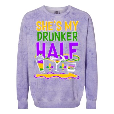 Mardi Gras She's My Drunker Half Colorblast Crewneck Sweatshirt