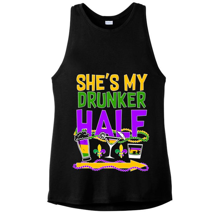 Mardi Gras She's My Drunker Half Ladies PosiCharge Tri-Blend Wicking Tank