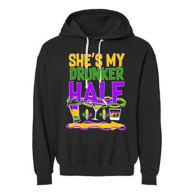 Mardi Gras She's My Drunker Half Garment-Dyed Fleece Hoodie