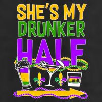 Mardi Gras She's My Drunker Half 7 Panel Mesh Trucker Snapback Hat