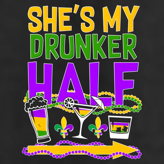 Mardi Gras She's My Drunker Half 7 Panel Mesh Trucker Snapback Hat