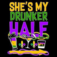 Mardi Gras She's My Drunker Half Bucket Hat