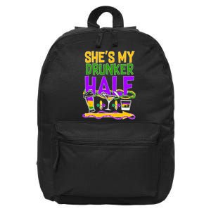 Mardi Gras She's My Drunker Half 16 in Basic Backpack