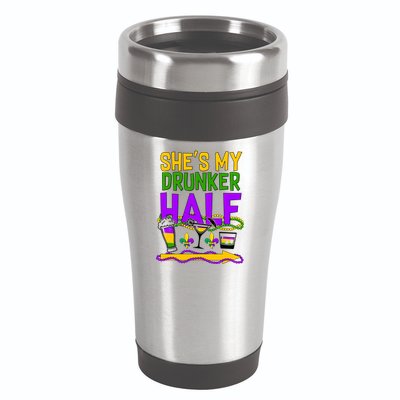 Mardi Gras She's My Drunker Half 16oz Travel Tumbler