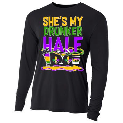 Mardi Gras She's My Drunker Half Cooling Performance Long Sleeve Crew