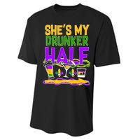 Mardi Gras She's My Drunker Half Performance Sprint T-Shirt