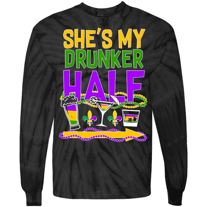 Mardi Gras She's My Drunker Half Tie-Dye Long Sleeve Shirt