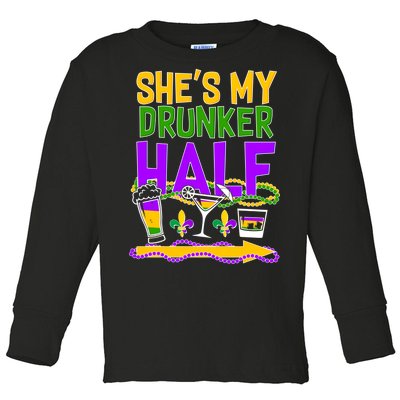 Mardi Gras She's My Drunker Half Toddler Long Sleeve Shirt