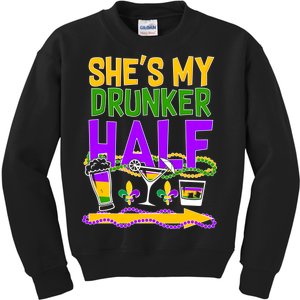 Mardi Gras She's My Drunker Half Kids Sweatshirt