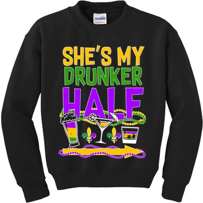 Mardi Gras She's My Drunker Half Kids Sweatshirt