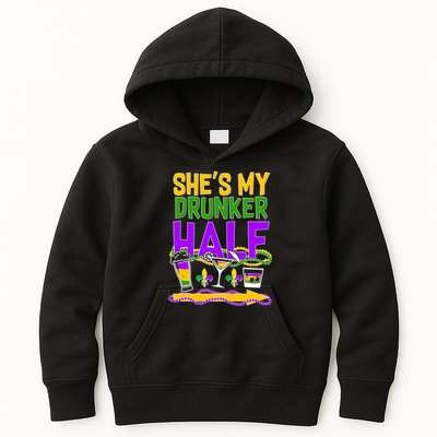 Mardi Gras She's My Drunker Half Kids Hoodie