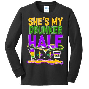 Mardi Gras She's My Drunker Half Kids Long Sleeve Shirt