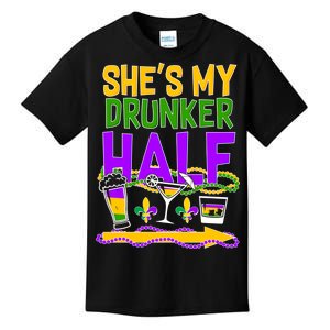 Mardi Gras She's My Drunker Half Kids T-Shirt