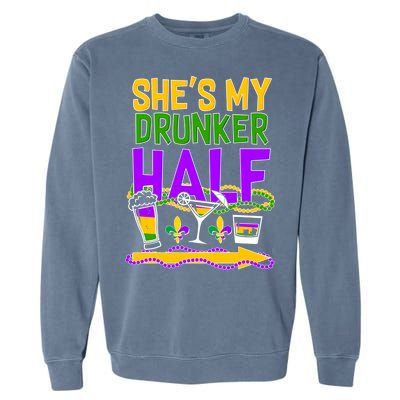 Mardi Gras She's My Drunker Half Garment-Dyed Sweatshirt