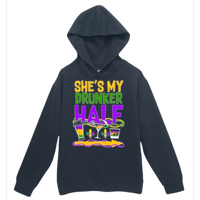 Mardi Gras She's My Drunker Half Urban Pullover Hoodie