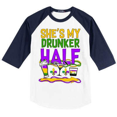 Mardi Gras She's My Drunker Half Baseball Sleeve Shirt