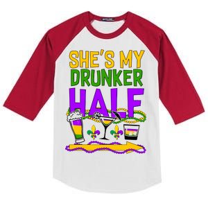 Mardi Gras She's My Drunker Half Kids Colorblock Raglan Jersey